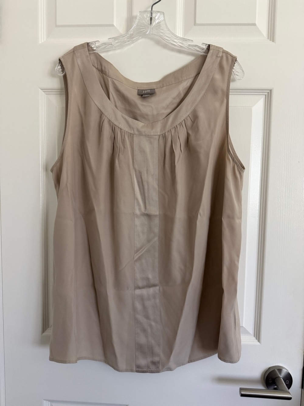 J Jill Taupe Sleeveless Scoop Neck Silk Blouse